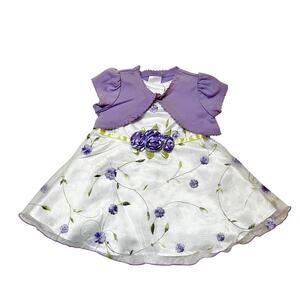 Youngland Embroidered Floral Formal Dress and Sweater Size 3-6m